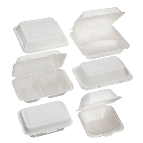 Bagasse Compartment Clamshell Box