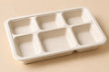 Bagasse Rectangular Tray Plates - 4 Compartment