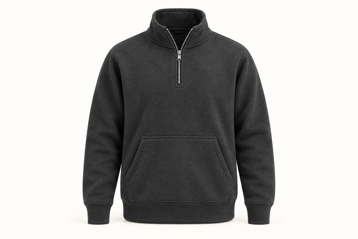 Cotton Fleece Half Zip Jackets - Green