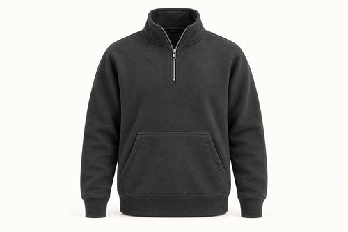 Cotton Fleece Half Zip Jackets - Green