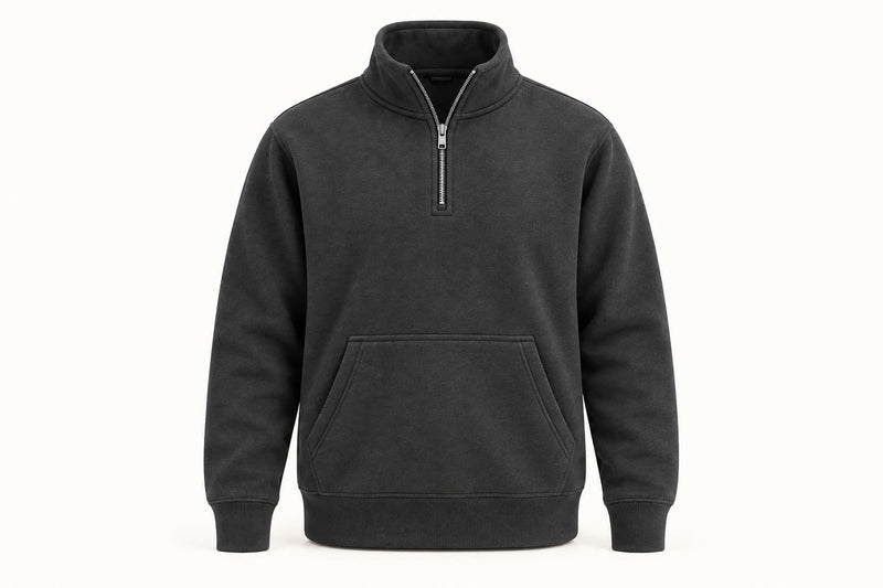 Cotton Fleece Half Zip Jackets - Green