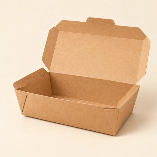 Kraft Rectangular Take Away Box - No 1 Plain Craft Rectangular Paper Food Box 500 ml