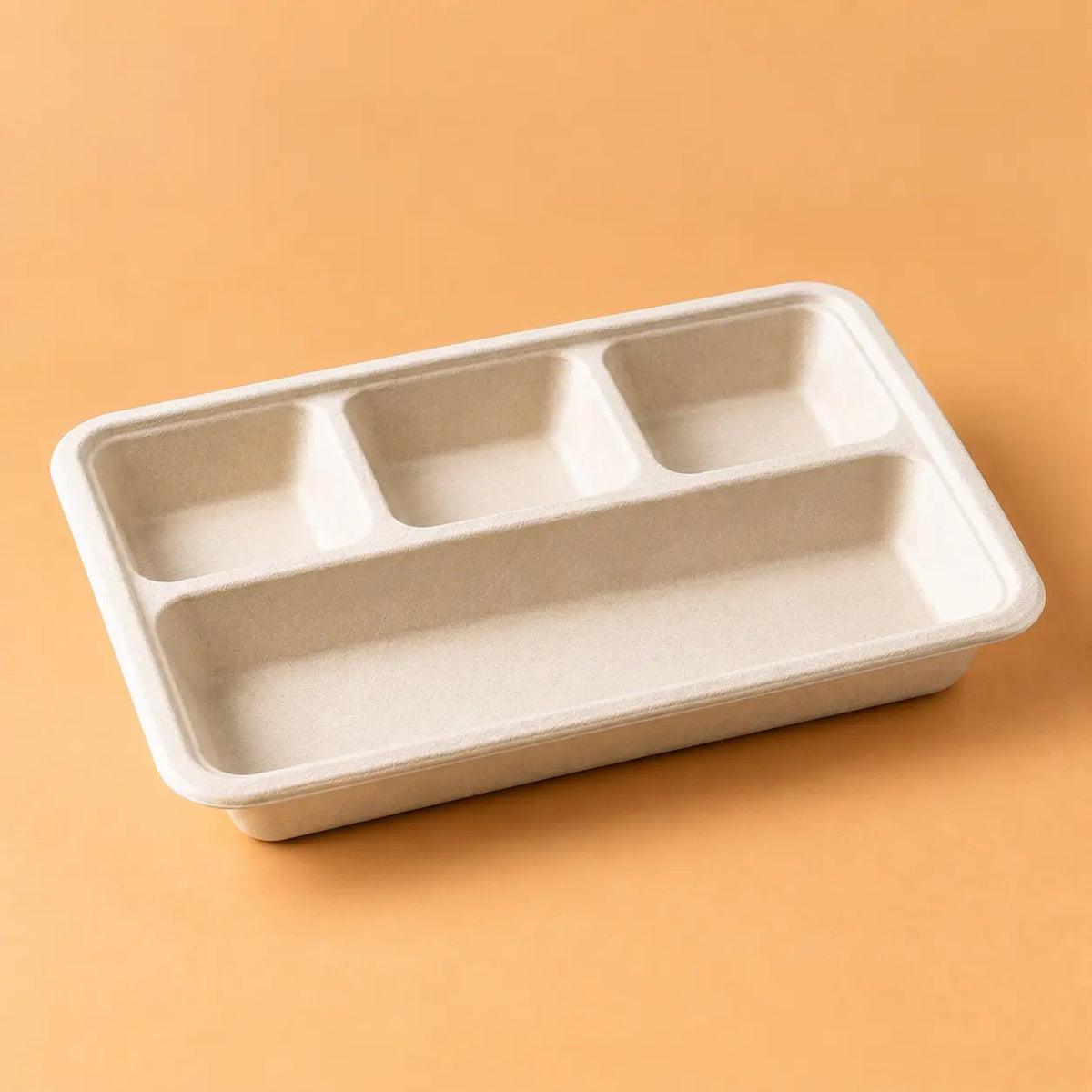 Bagasse Rectangular Tray Plates - 4 Compartment