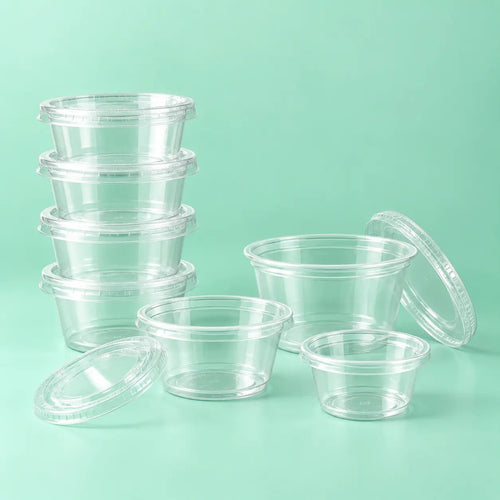 Heavy Duty Plastic Separate Sauce Pots & Lids - 2 oz