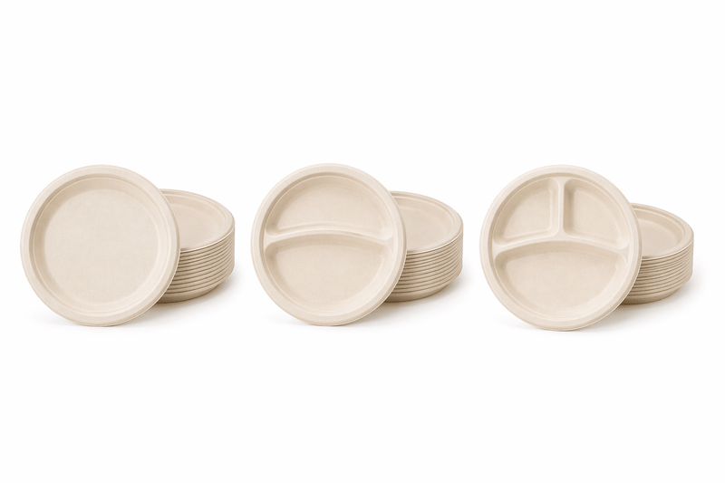 Bagasse Round Plates - 7" - 1000 pcs / case